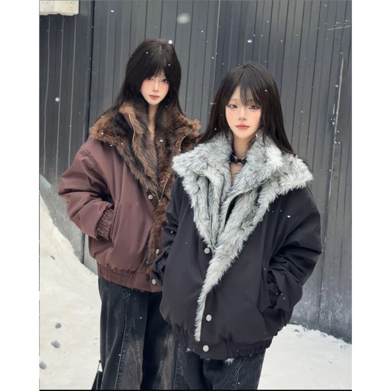 美式假两件座山雕棉服男女冬季毛领保暖棉衣情侣外套L82255-P128,男装棉衣,星座1008