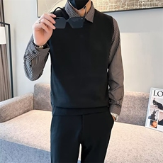 衬衫领休闲假两件毛衣男士春秋条纹针织衫新款轻熟风线衣Q336，男装针织衫/毛衣，星座1116A-2（原606A-1）
