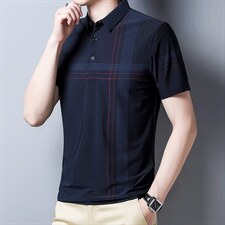 长袖2023年时尚上衣中年宽松潮流翻领百搭夏季T恤QPSF120，男装T恤，钱塘6003（原4033）