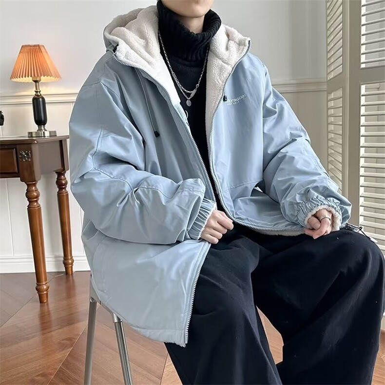 双面穿羊羔绒棉衣外套男士秋冬季保暖加绒加厚M5309P85,男装棉衣,星座1116-2
