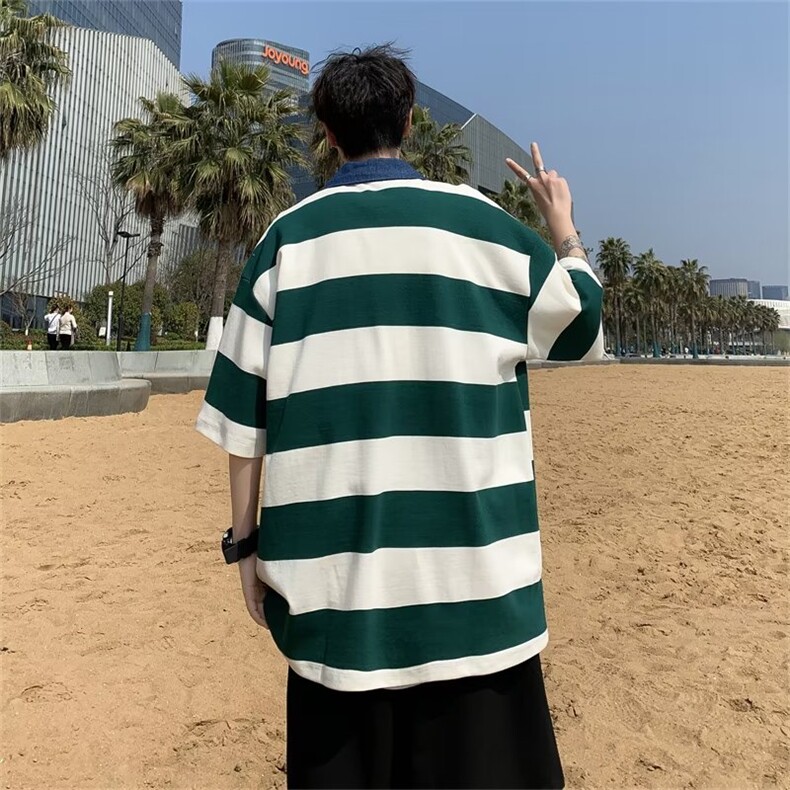 翻领短袖T恤男简约百搭休闲打底五分袖POLO衫AT13P28,男装Polo衫,星座1116-2