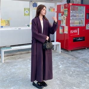 法式气质紫色双面呢羊毛大衣外套女秋冬2025新款英伦风爆款高级感图片