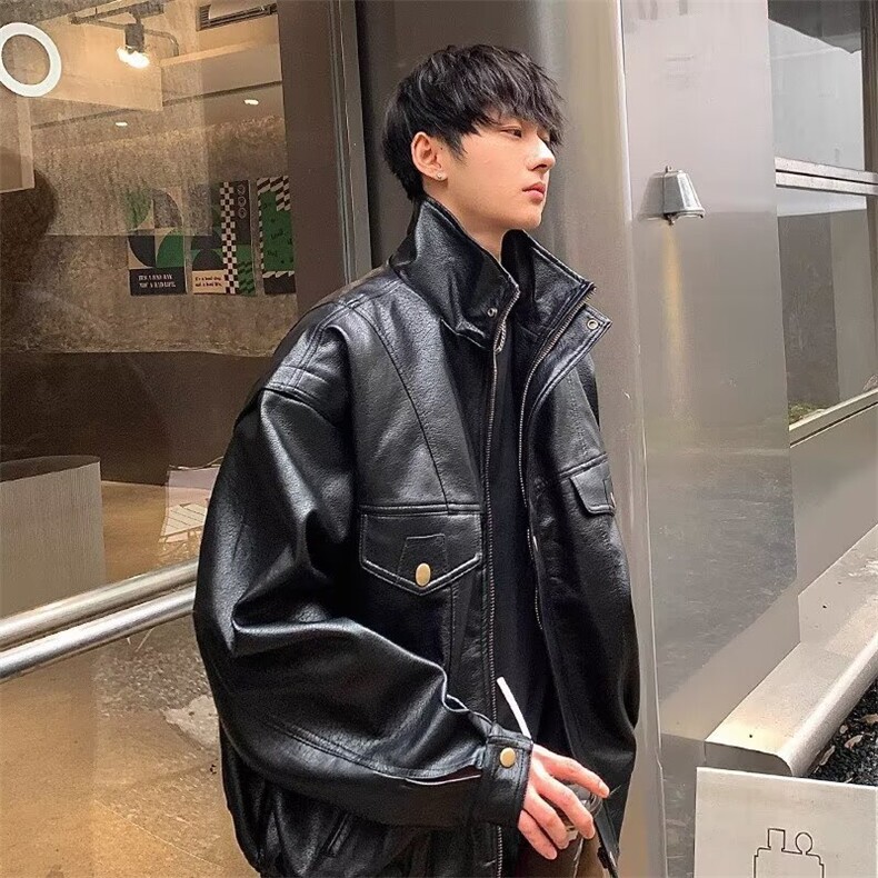 复古皮衣外套男潮流痞帅翻领工装夹克513APY2681P70图片