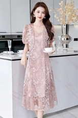 法式绝美吊带连衣裙两件套女夏2024新款显瘦气质吊带裙高级感套装，女装套装/套裙，火爆靓佳人