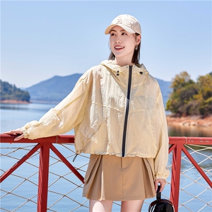 夏季透气连帽防晒衣女2024新款宽松时尚百搭户外防紫外线薄短外套图片