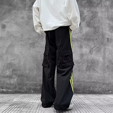 休闲裤男士韩版潮流三条杠拼色口袋高街2024秋冬ins长裤K5803-P41，男装休闲裤，星座412-3