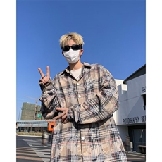 男士长袖春季2024新款痞帅格子呢料衬衫夹克外套HC145P53，男装衬衫，星座1116-2