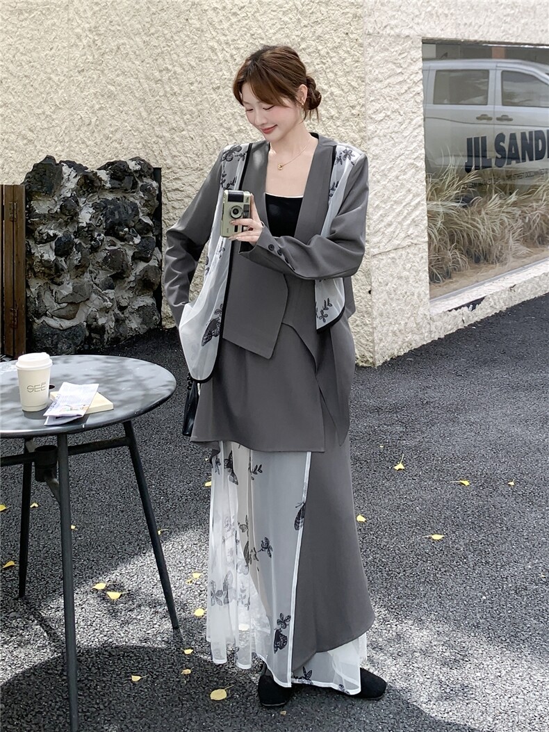 2025年秋季新款西装网纱女通勤套装洋气25-35周岁,女装套装/套裙,橙子家