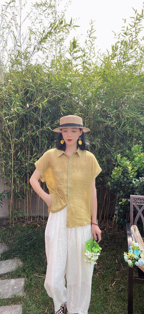 纯苎连衣裙小衫裤子裙子衬衣 时尚风 风淑女风休闲风，女装连衣裙，川哲