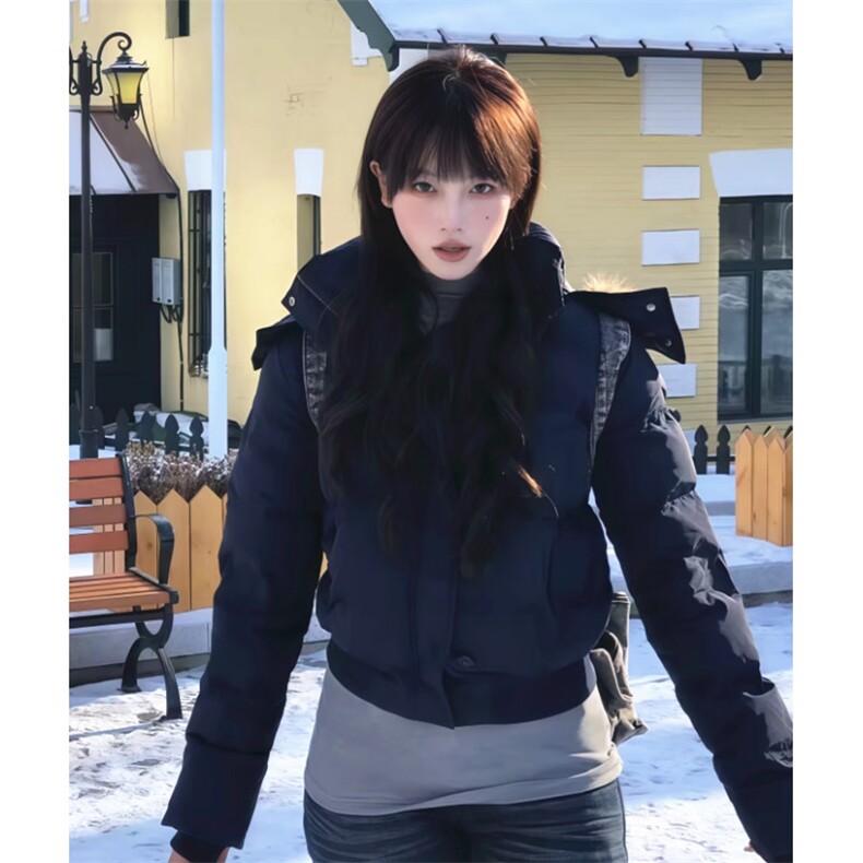藏青色小个子短款棉服女冬季新款棉衣加厚棉袄夹棉外套M206,男装棉衣,星座1116A（原606A-3）