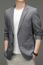 平驳领西服男春秋季新款薄款小西装中年男士商务休闲精致外套，男装西服，电商B212（原钱塘6029）