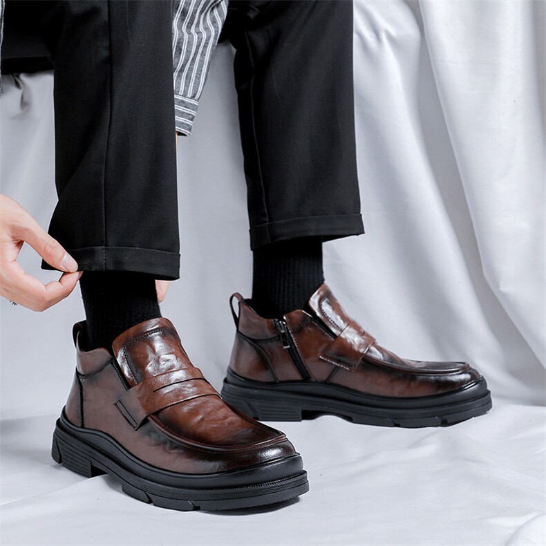 X4271-165英伦风宽头低帮小丑靴休闲一脚蹬短靴潮马丁靴男，男鞋马丁靴，星座1407-3