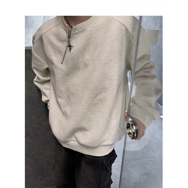DE04-P40美式拉链小众设计高级感卫衣男春秋宽松圆领-网图现货,男装卫衣,星座603-2