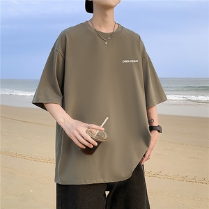 主推款T恤240克潮流美式宽松质感落肩纯棉印花短袖男T2129特P19图片