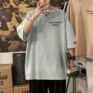 YT26244-P30 NASA亚短袖t恤男大码五分袖男宽松七分袖 海报风图片