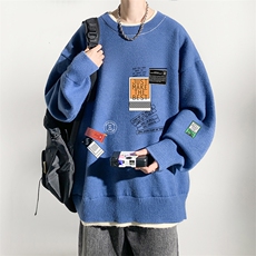 控78假两件毛衣男大码加绒针织衫男毛线衣M80121-P55加绒P70，男装针织衫/毛衣，电商A040