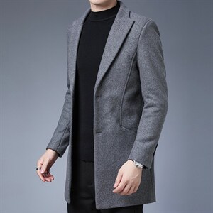S-M901冬季男士毛呢外套中长款加厚羊毛呢子大衣风衣P128,男装毛呢大衣,电商B360