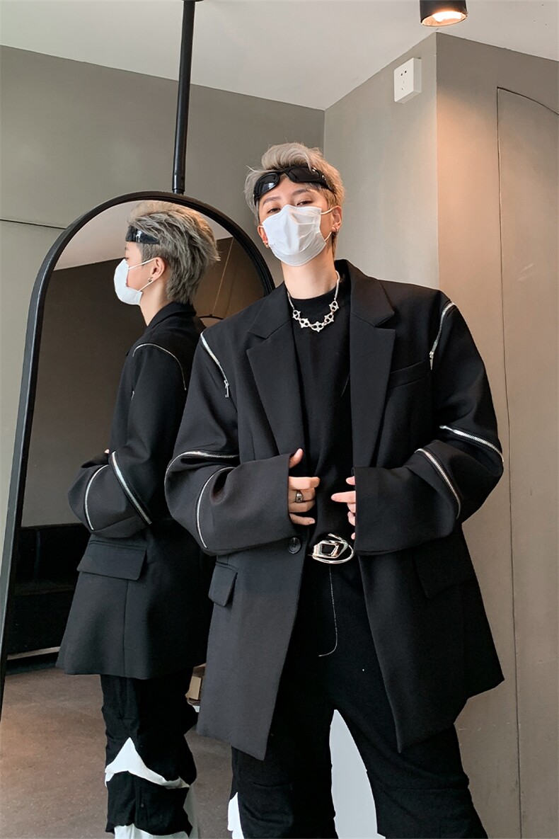 潮牌高级感小西装男秋小众拉链装饰设计感西服XZ514-2-24243-P118,男装西服套装,星座514-2(原B239)