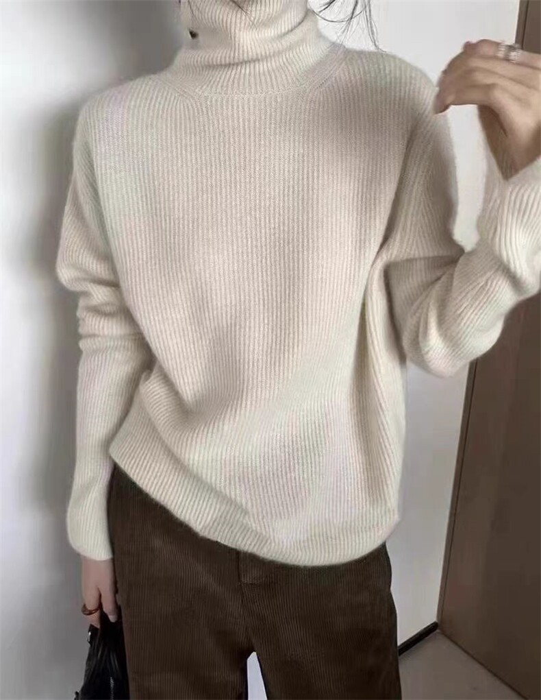 秋季新款高领毛衣女宽松显瘦长袖针织衫百搭时尚休闲上衣图片