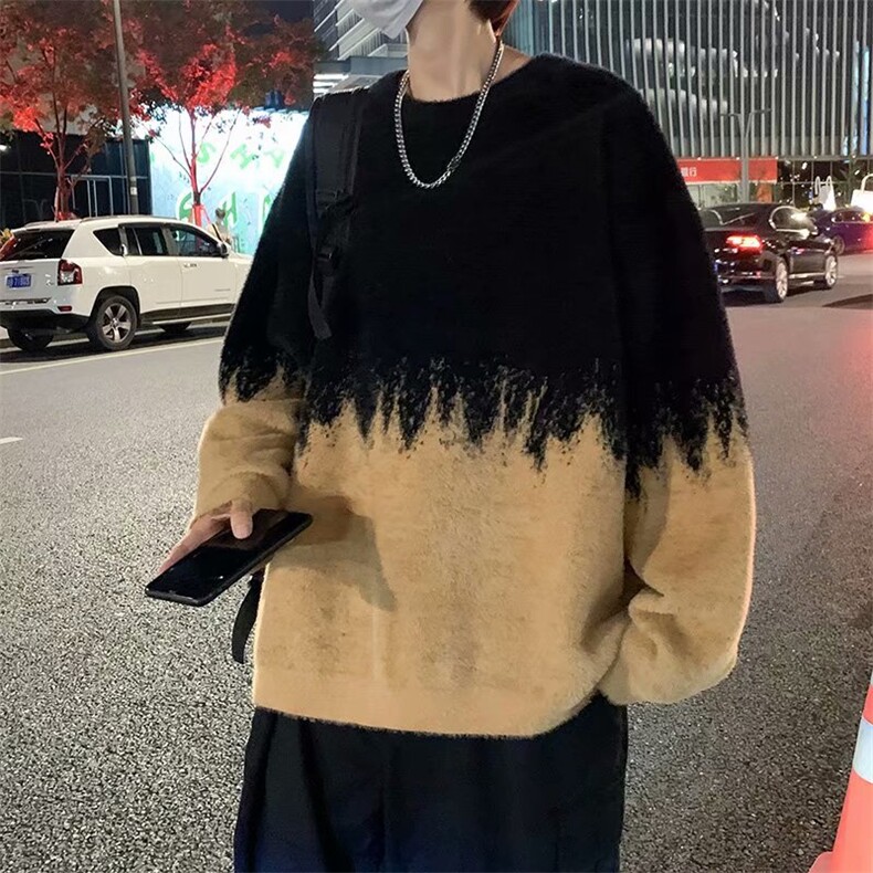扎染毛衣男女BF慵懒风秋冬季嘻哈ins针织衫外套情侣款上衣M13-P45,男装针织衫/毛衣,星座1008-1