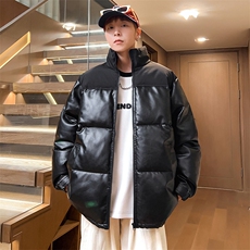 冬季加厚立领棉衣男潮流拼接宽松棉服皮棉袄青年A266-P00-P80，男装棉衣，电商A266