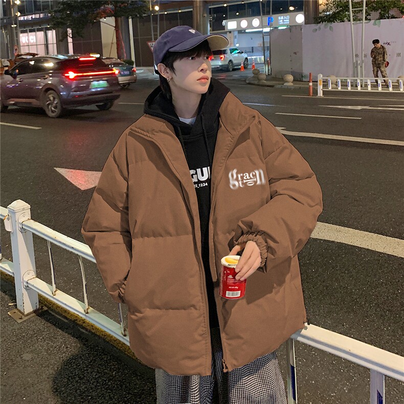 港风夜景冬款字母印花宽松休闲立领棉服A247-MY2091特批65控98,男装棉衣,电商A247
