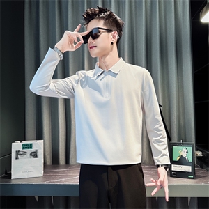 W1815-P68控98男士POLO卫衣ins潮牌时尚打底衫T恤2025新款春秋季图片