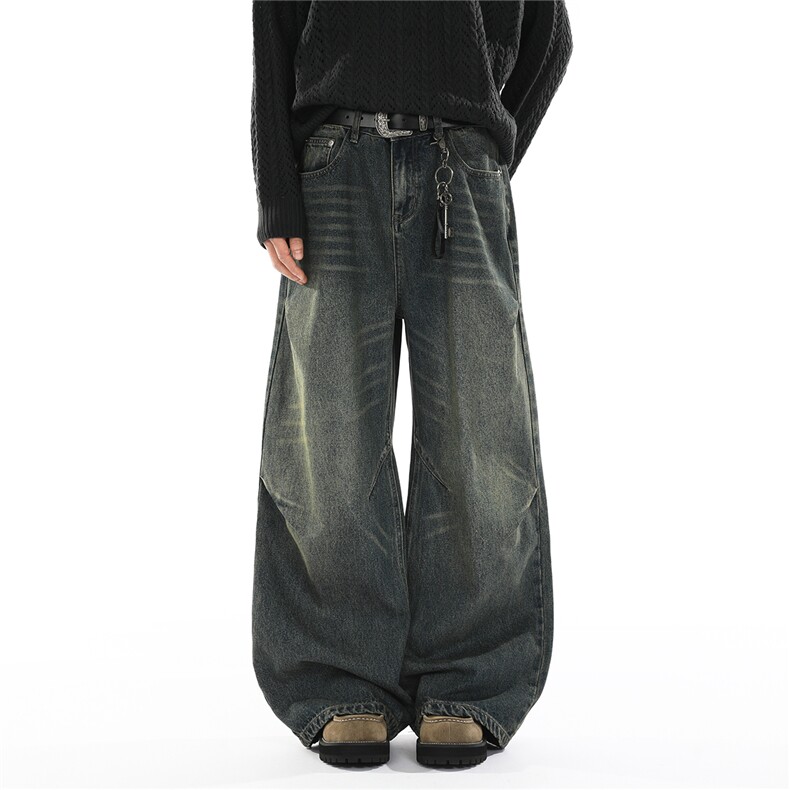 xz905-2-Z086#P65-（控98）美式宽松阔腿牛仔裤，男装牛仔裤，星座905-2