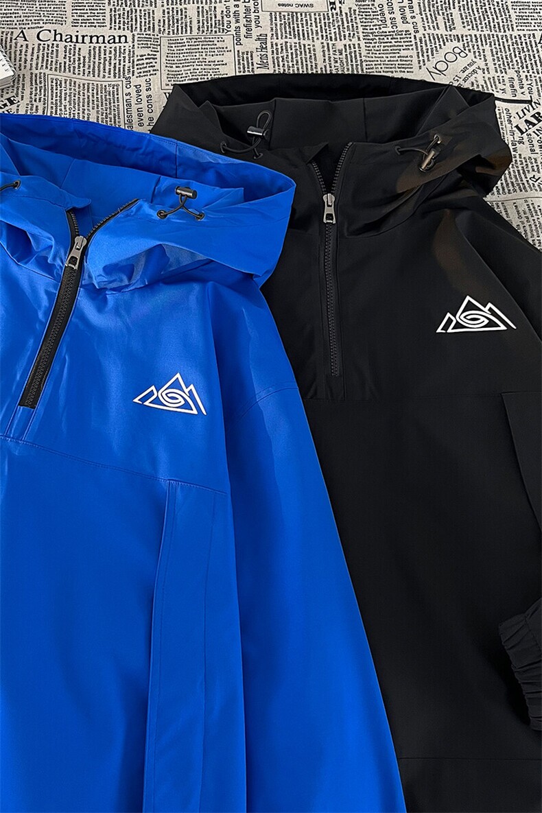 冬新单板防水半拉链滑雪服男加绒内里中性风大码套头外套M79-P120,男装棉衣,电商A001