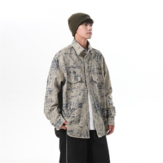 扎染破洞牛仔外套季设计感夹克秋款潮牌美式小香风衣服JK1105-P70，男装夹克，星座1103-3