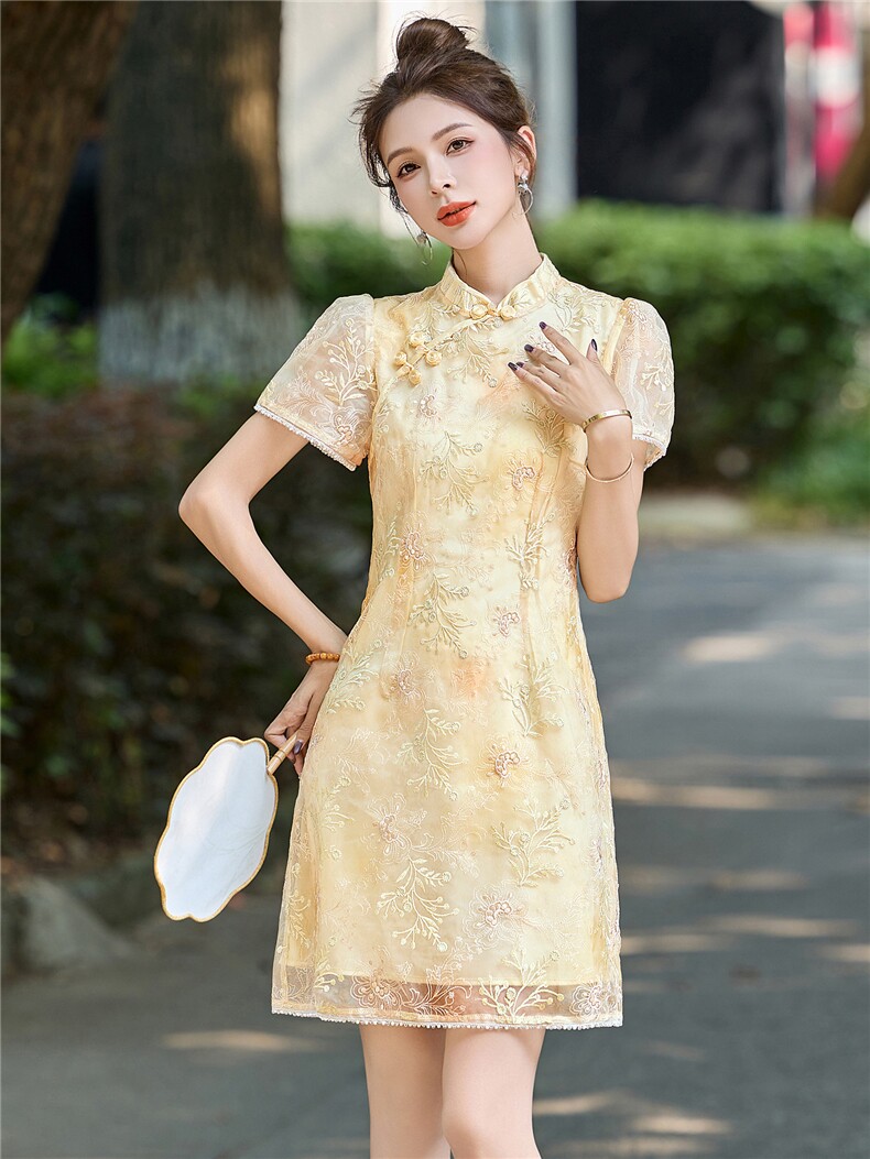新中式国风连衣裙女2025夏新款高端轻奢精致刺绣气质显瘦旗袍裙,女装连衣裙,艾仟回(原伊仟回)