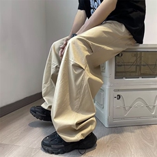 美式辣妹工装裤女夏季抽绳打褶宽松休闲裤垂感降落伞裤K4214-P34，男装休闲裤，星座412-3