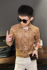 312A-174-P55新款社会小伙中袖衬衫韩版潮流男士五分袖衬衣A，男装T恤，星座312A-5