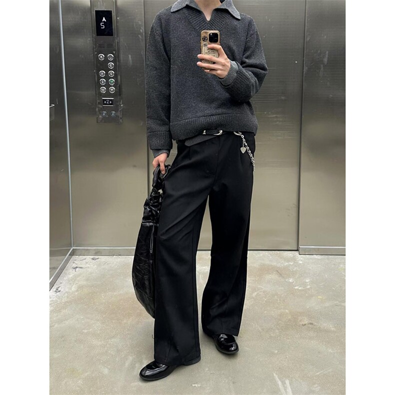 原色丹宁深蓝色牛仔裤男款美式复古cleanfit裤子直筒阔腿微喇叭裤,男装针织衫/毛衣,星座1116A（原606A-3）
