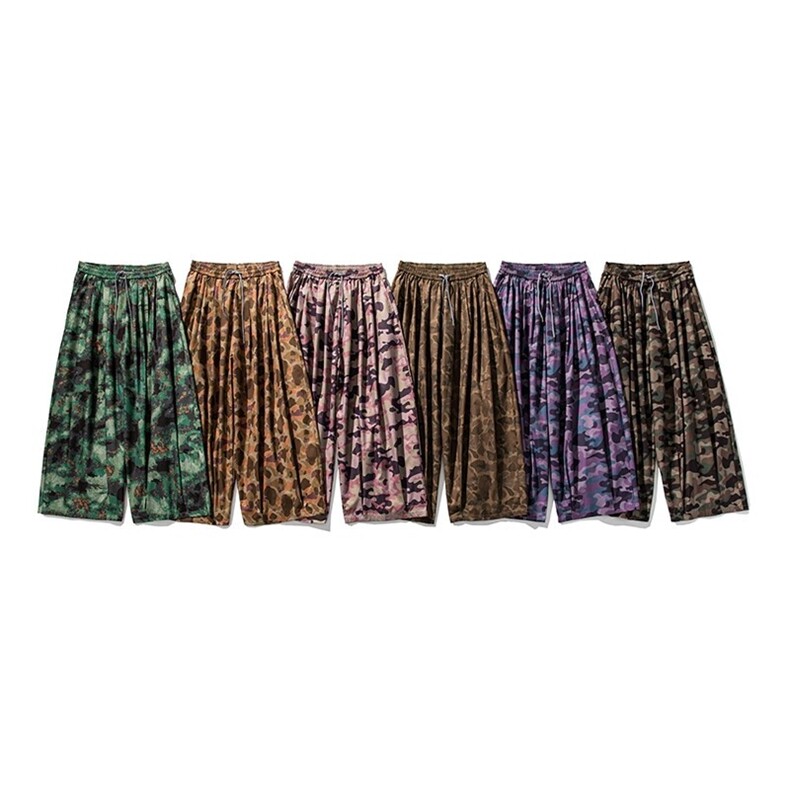 平铺图大码日系港风速干迷彩工装休闲直筒阔腿裤潮男女K310/P65，男装工装外套，钱塘713