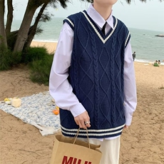 2024春秋针织毛衣背心男V领日系复古原宿风学生BM13-P33，男装背心/马甲，星座1109-3