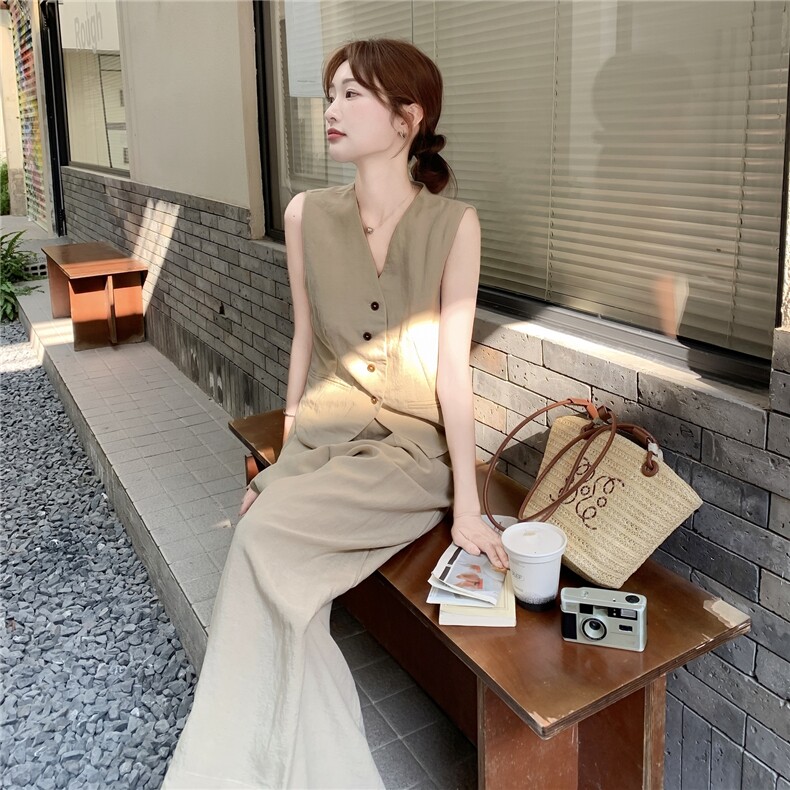 现货 卡其色马甲长款两件套2C090-8878-P165-K248图片