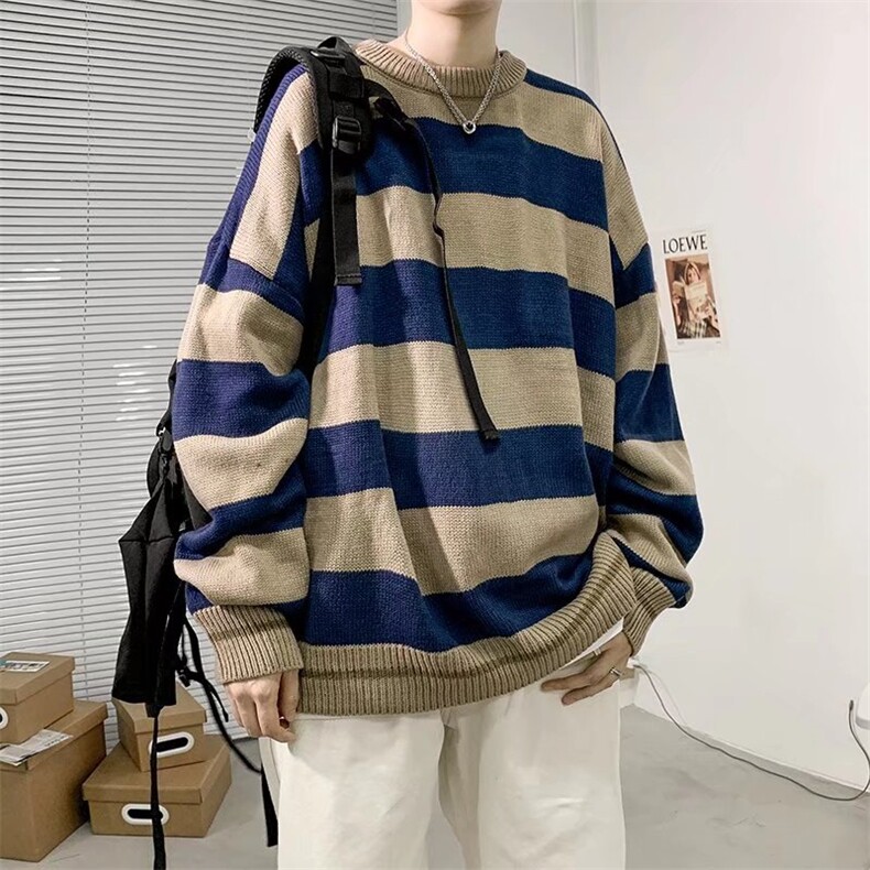黑白条纹毛衣高级感欧美潮牌针织衫男春秋情侣装上衣BQ46-P45,男装针织衫/毛衣,星座1109-3