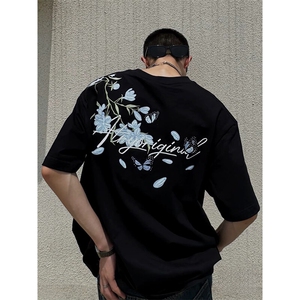 万针全刺绣解构设计260克重磅双纱纯棉高品质美式高街短袖T恤特35图片