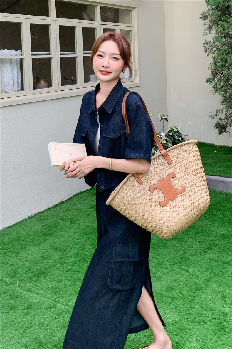 休闲宽松牛仔衬衫半身裙套装女夏2025新款慵懒风穿搭巨好看两件套,女装套装/套裙,2C375