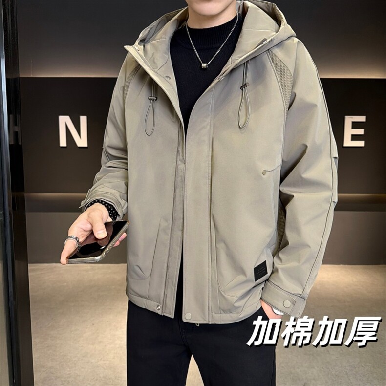 加棉加厚男士秋冬新款连帽青年简约休闲保暖夹克外套NM826-P110图片