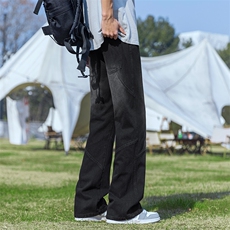 高街水洗裤子2024弯刀牛仔裤男微喇vibe直筒裤潮-BK502-P48烟灰色，男装牛仔裤，星座307-3(原516-1)