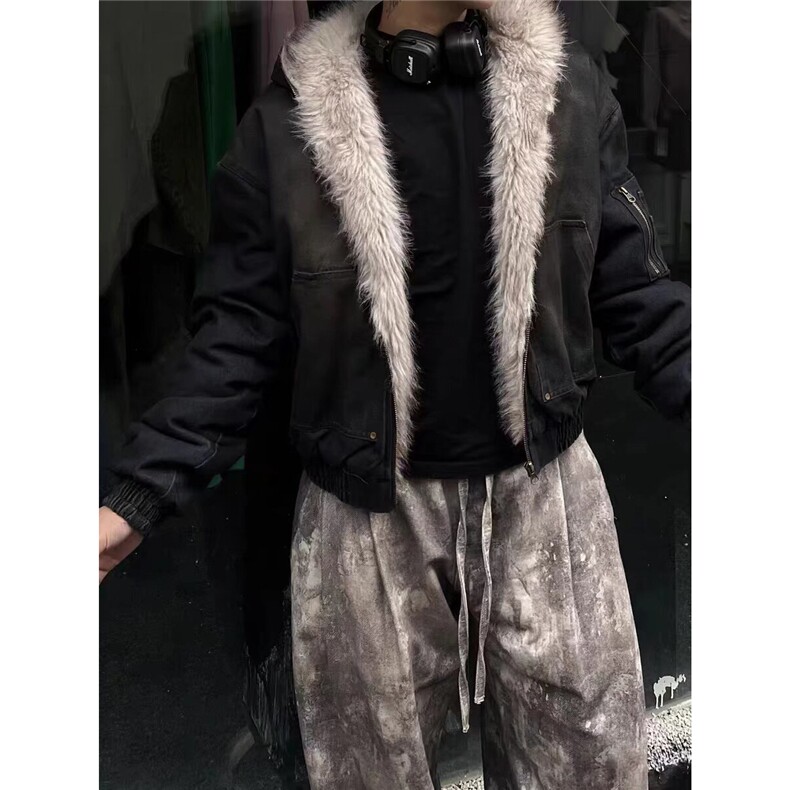 1506-1/MJ631牛仔棉服-高品质/P162连帽棉服男女座山雕毛加绒加厚,男装棉衣,星座1506-1