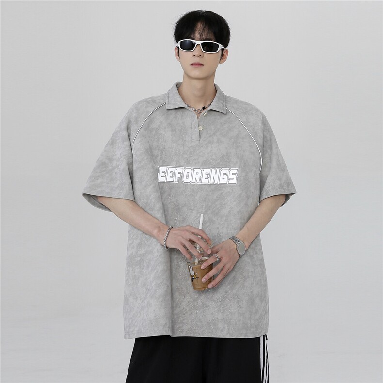 小众男装插肩袖夏季新品细闪polo衫短袖运动潮牌t恤T63-P38,男装T恤,电商C307