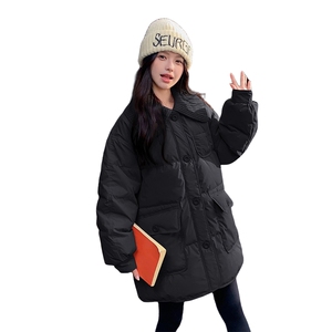 新品 卡其色毛线娃娃领中长款羽绒服 5819-P275-K408图片