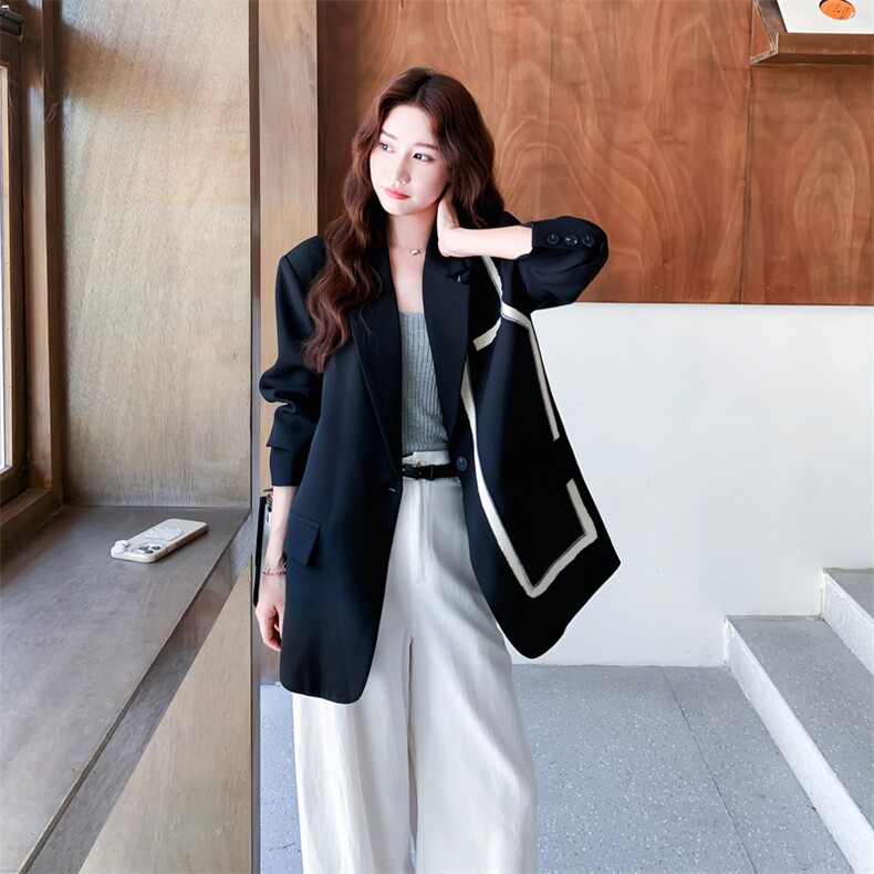 有货2026新款撞色拼接休闲西装AD810-P145K208,女装西装,2B187