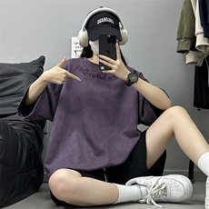 供抖音大刺绣麂皮绒短袖T恤男夏天X416B-1-DT2657-特P25限39，男装T恤，星座416B-1
