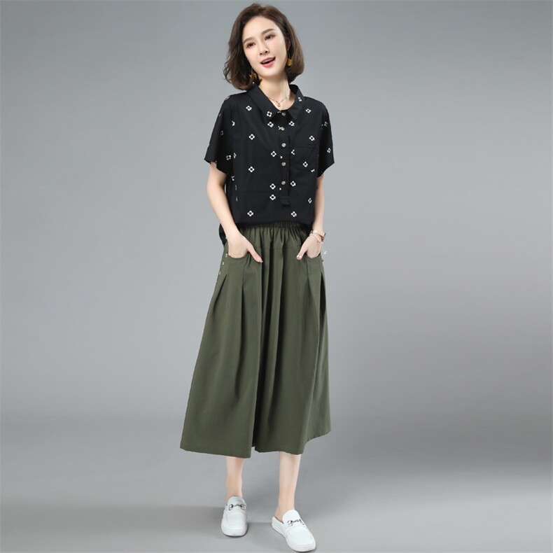 2023夏装新款时尚气质翻领休闲舒适两件套，女装套装/套裙，奕阳依阁