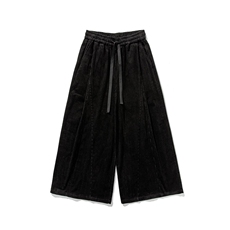 秋冬新款大码日系全棉灯芯绒直筒休闲阔腿裙裤新中式潮K291/P80，男装休闲裤，钱塘713