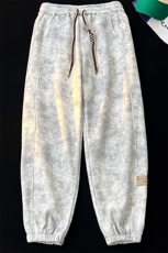 8XL-M痞帅脏脏束脚休闲卫裤男秋冬加绒加厚大码裤子KZ022特价P40，男装休闲裤，电商B312